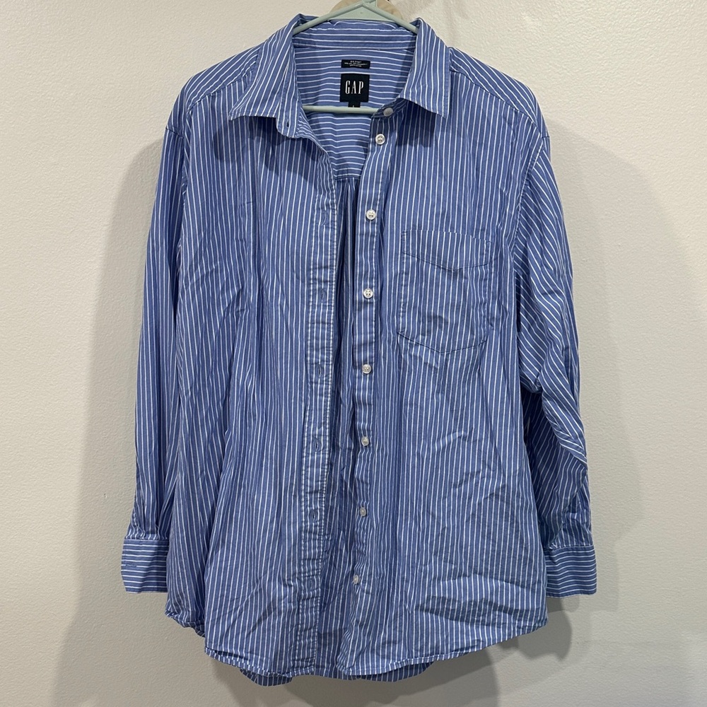 GAP “Big Shirt” Casual Blue and White Striped Shirt